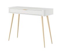 Vanity | White | 1 drawer | Handles and legs: metal | Dimensions: 78 x 100 x 38 cm | Stylish slatted front | Elegant | High-quality craftsmanship