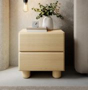 Bedside chest of drawers | 2 drawers | color: Vicenza oak | push-to-open function | 50 x 38 x 52 cm | ABS edges | wooden legs | for bedrooms