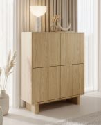 Chest of drawers | color: oiled oak | 4 hinged doors | push-to-open function | 8 compartments | 104 x 38 x 124 cm | highboard | ABS edges | for living room