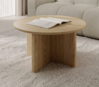 Coffee table | color: oiled oak | round | 90 x 90 x 49 cm | ABS edge protection | coffee table | high-quality workmanship | for living room