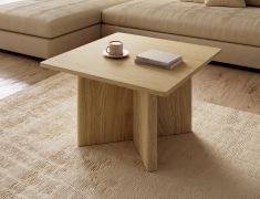 Coffee table | color: oiled oak | square | 80 x 80 x 49 cm | ABS edge protection | coffee table | high-quality workmanship | for living room