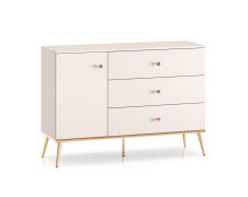 Small Chest of Drawers Torpo 04 | 3 Full-Extension Drawers | Cashmere & Gold | 85 x 120 x 40 cm | Decorative Details