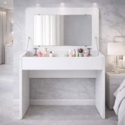 Lunarisa 7 Vanity Table | Color: Nimfea Alba | Fold-down mirror | 80 x 50 x 72–120.5 cm | Scratch- and liquid-resistant