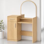 Lunarisa 1 Vanity with Mirror | Color: Sonoma Oak | 1 drawer | 3 compartments | large storage surfaces | ideal for smaller rooms