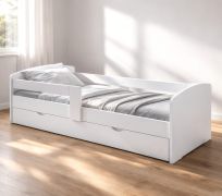 White Dreams Children's/Youth Bed | Includes a drawer with 2 compartments | 90 x 200 cm | Color: White | Includes a beech slatted base