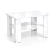 Polon 2 Coffee Table | Color: Nimfea alba High-Gloss | Sturdy & Easy to Clean | 60 x 60 x 50 cm | Large Additional Shelf | Sofa Table | UV-Coated