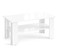Polon 2 Coffee Table | Color: Nimfea alba High-Gloss | Sturdy & Easy to Clean | 90 x 50 x 50 cm | Large Additional Shelf | Sofa Table | UV-Coated