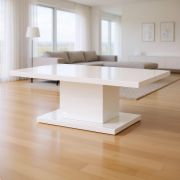 Statura Coffee Table | Color: High-Gloss White | Extra-Thick Tabletop | UV-Coated | 100 x 60 x 50 cm | Sofa Table | Sturdy & Easy to Clean