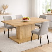 Statura 1 Dining Table | Color: Sonoma Oak | Sturdy pedestal table | Solid 32 mm-thick tabletop | 138 x 80 x 74 cm | UV-coated finish | Seats 4–6 people