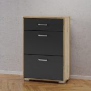 Stepino Shoe Cabinet | Color: Artisan Oak / Matte Anthracite | 2 clip-on compartments | 1 drawer | Coat rack | 60 x 30 x 88.5 cm | Hallway