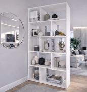 Asymetha Shelving Unit / Room Divider | 10 Compartments | Color: Nimfea alba | 80.2 x 30 x 177.6 cm | Living Room | Coat Rack