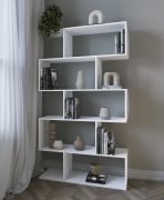 Kareo 2 Shelving Unit | Color: White | Open shelving system | 106.2 x 32 x 185 cm | Living room | Asymmetrical design | Coat rack