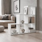 Pyon 6 Shelving Unit / Room Divider | 6 Compartments | Color: Nimfea alba | Pyramid Shape | 105.5 x 29.2 x 104.7 cm | Living Room