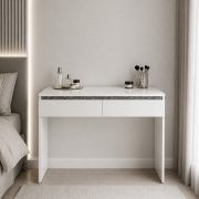 Simoa Vanity | Color: Nimfea alba / Dark concrete | 2 drawers | Includes mirror | 120 x 41.8 x 83 cm | Dressing table | Bedroom