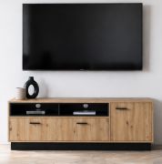 Kelvizo TV Stand | Color: Artisan Oak / Anthracite | 200 x 42 x 53.5 cm | 5 compartments | 1 door | 1 large hinged door | TV stand | Sturdy & durable