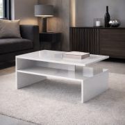 Polien 5 Coffee Table | Color: High-Gloss White | Large Shelf | Geometric Shape | Easy to Clean and Sturdy | Sofa Table | 70 x 40 x 41.4 cm | Living Room Table