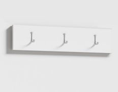 Simple Coat Hook Rail Zapopan 82 | Modern White Design | 3 Stable Hooks | 15 x 50 cm | Easy Installation