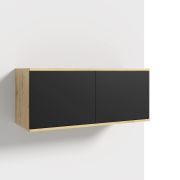 Wall Cabinet with Two Hinged Doors Zapopan 77 | Artisan Oak/Black | 40 x 100 x 40 cm | Push-to-Open
