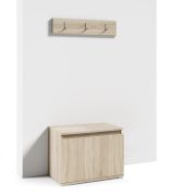 Shoe Cabinet with Tilt Door Zapopan 72 | Sonoma Oak Finish | Two Compartments | Three Coat Hooks | 49.5 x 50 x 40 cm | Simple Design