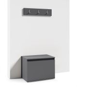 Shoe Cabinet Zapopan 71 | Graphite | Tilt Door | 2 Compartments | 3 Coat Hooks | 49.5 x 50 x 40 cm | Modern Storage