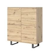 Modern Chest of Drawers with Four Doors | Artisan Oak Finish | Zapopan 85 | 114 x 100 x 40 cm | Metal Legs | Ample Storage