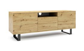 Modern TV Base Unit Zapopan 97 | Artisan Oak | 56 x 150 x 40 cm | Push-to-Open | Wall-Mountable | Four Compartments