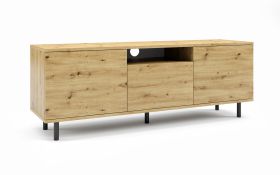 Zapopan 99 Wall-Mounted TV Cabinet | Artisan Oak | 54 x 150 x 40 cm | Push-to-Open | Cable Hole | 4 Compartments