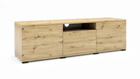 TV Cabinet with Push-to-Open | Zapopan 98 | Artisan Oak | 42 x 150 x 40 cm | 4 Compartments | 3 Doors