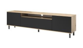 Hanging TV Cabinet Zapopan 114 | Artisan Oak & Black | 4 Compartments | 42 x 180 x 40 cm | Modern Living Room