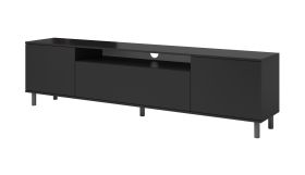 Zapopan 117 Hanging TV Cabinet | Four Compartments | Push-to-Open | Black | 42 x 180 x 40 cm | Cable Hole | Three Doors
