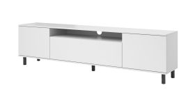 Hanging TV Cabinet Zapopan 120 | Push-to-Open | 4 Compartments | 1 Cable Hole | White | 42 x 180 x 40 cm | Hinged Door