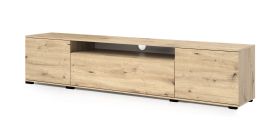 Modern TV Cabinet Zapopan 110 | Artisan Oak Finish | 42 x 180 x 40 cm | Push-to-Open | Cable Hole | Stable