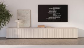TV base unit | cashmere | 8 hinged doors | 8 compartments | 280 x 40 x 42 cm | push-to-open function | slatted design | for living room | TV furniture