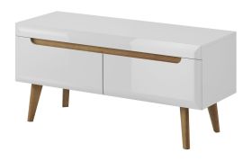 TV Base Cabinet Cathcart 03 | Oak Riviera & White | 50 x 107 x 40 cm | Two Drawers | MDF