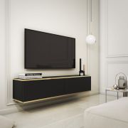 Elegant TV Cabinet with Push-to-Open Function | Horsham 09 | Black | 30 x 135 x 32 cm