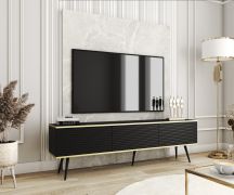 Modern Black TV Cabinet Horsham 23 | Push-to-Open | 53 x 175 x 32 cm | Minimalist Design | Wall-Mountable