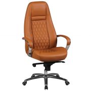 Apolo 68 Ergonomic Executive Chair | Brown & Chrome | Genuine Leather | Lush Upholstery | Adjustable Comfort