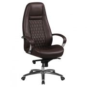 Executive Desk Chair Apolo 69 | High Backrest | Brown Genuine Leather | Ergonomic Controls | Chrome Base