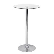 Round Glass Bar Table Apolo 136 | 10mm Safety Glass | 60 cm Diameter | Chrome Metal Base | Rotatable Top