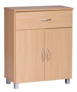 Small Chest of Drawers Beech/Grey | 75 x 60 x 30 cm | Versatile Storage | Adjustable Shelf