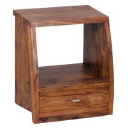 Sheesham Solid Wood Bedside Table | Unique Grain | 53 x 45 x 40 cm | Handcrafted | Ample Storage