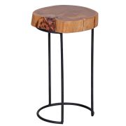 Handmade Side Table Solid Acacia Wood | Acacia/Black | 45 x 28 x 28 cm | Tree Trunk Shape Top