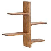 Sheesham Solid Wood Wall Shelf | Modern Tree Design | 60 x 58 x 15 cm | Handcrafted | Brown Finish