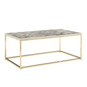 Square Living Room Table | Marble Look & Gold | 100 x 60 x 40 cm | Modern Design