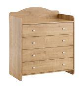 Baby Room Chest of Drawers with Changing Unit | Oak Finish | 4 Drawers | 90 x 77 x 105 cm | Soft-Close