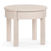 Beige Round Coffee Table | Modern Design | 54 x 54 x 45 cm | Beech Wood Legs | Small Drawer