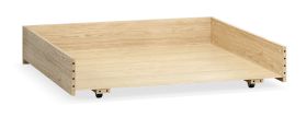 Bed Drawer on Castors | Oak Finish | Spacious Storage 199 x 87 x 20 cm | Ideal for Bed Linen & Seasonal Clothing