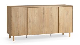 Chest of drawers | 2 folding doors | color: oak | 3 drawers | integrated LED lighting | 163 x 46 x 83 cm | soft-close function | 6 compartments | for living and dining room