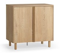 Chest of drawers | small | 2 doors | color: oak | 83 x 46 x 83 cm | soft-close function | adjustable shelves | handles & legs: oak wood | 5 compartments