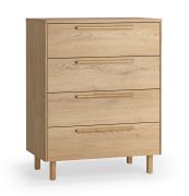 Chest of drawers | 4 spacious drawers | color: oak | handles & legs: oak wood | 83 x 46 x 105 cm | soft-close function | ergonomic handles | natural design